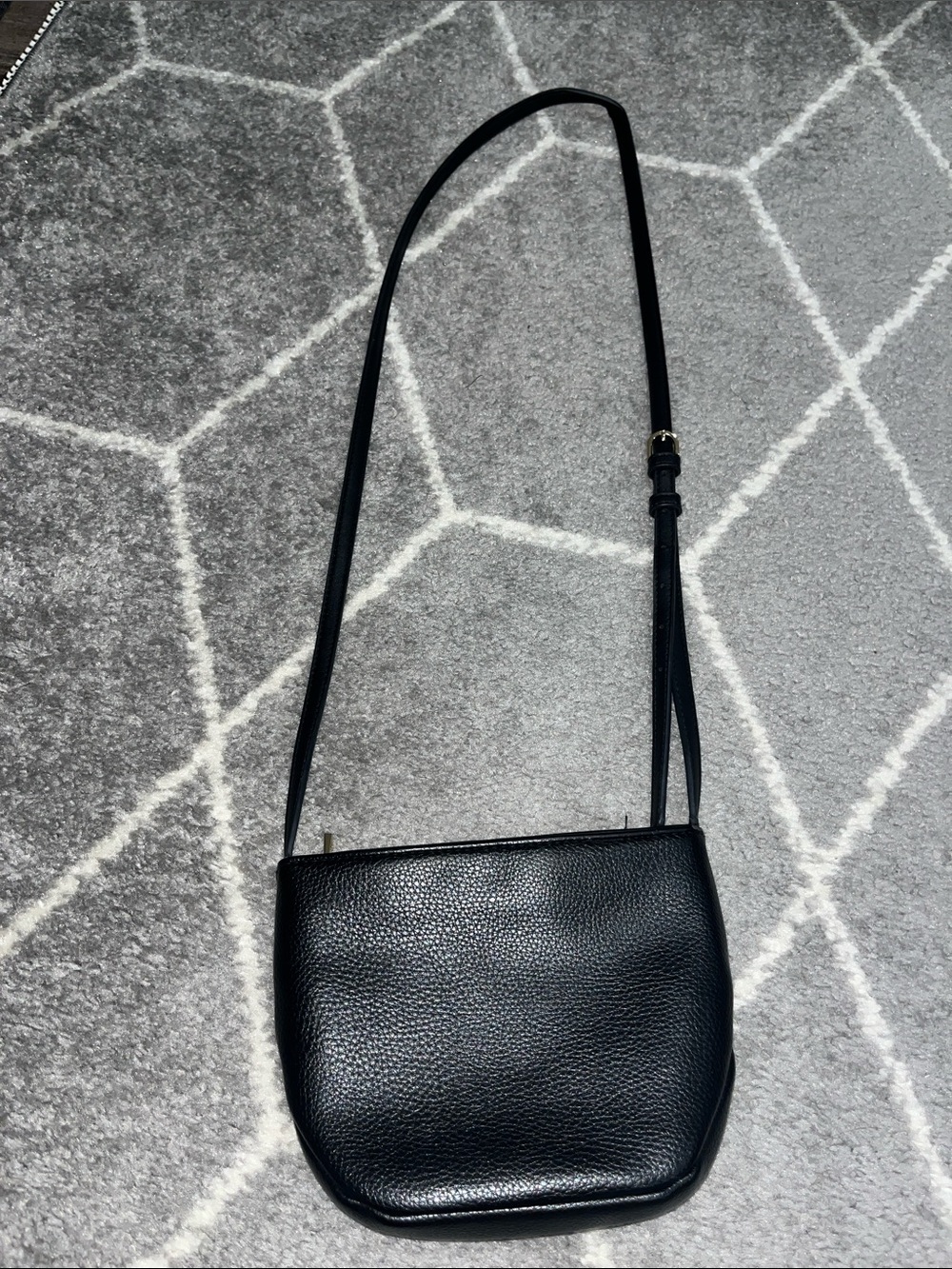 a new day Black Pebbled Leather Crossbody Bag